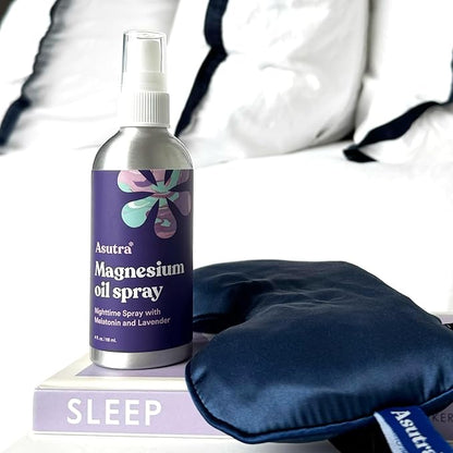 ASUTRA Topical Magnesium Chloride Oil Spray with Lavender and Melatonin, 4 fl oz