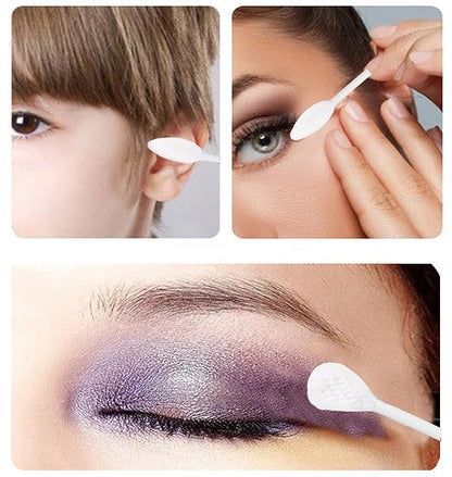 Paper Stick Thick Cotton Swabs with Precision and Flattened Tip 375pcs, Pointed&Flattened Tip Cosmetic Applicators XL Size