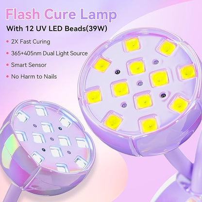 Makartt UV LED Nail Lamp - Gooseneck UV Light for Gel Nails USB 39W Cordless Flash Cure Lamp with 4 Times & Auto Sensor Nail Dryer Fast Curing Nail Art Design for Salon Home DIY (Glazed Purple)