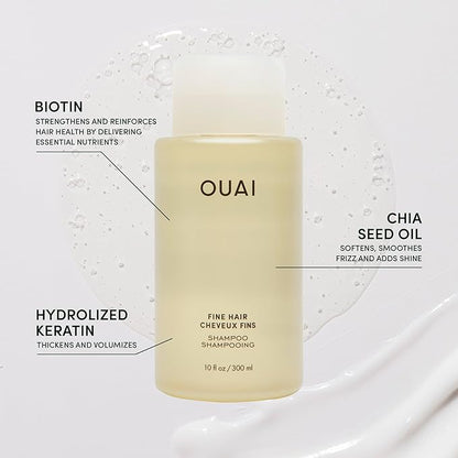 OUAI Fine Hair Shampoo, Conditioner, and Treatment Masque Set - Volumizing, Strengthening, Repairing - 3 Count (10oz Shampoo, 10oz Conditioner, 8oz Masque)