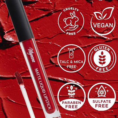 Mynena Classic Red Long Lasting Lipstick for Women Waterproof & Transfer-Proof | Hydrating with Shea Butter | Bold Pigment Matte Color Lip Stain | Talc-Free & Vegan Product that Performs | Lola