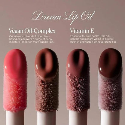 Summer Fridays Dream Lip Oil - Tinted Lip Oil with Moisturizing Sheer Coverage, High-Shine and Deep Hydration - Non-Sticky Formula for Long-Lasting Softness - Blush Dreams (0.15 Oz)