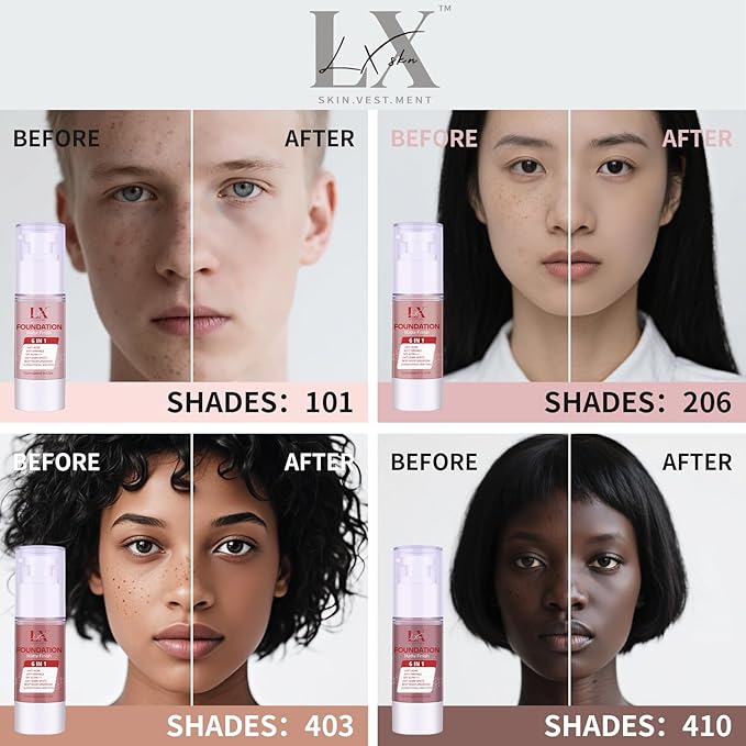 6-in-1 Makeup Infused with 1% Hyaluronic Acid- Matte + Poreless Liquid Foundation For A Glowing & Soft-Focus Look, Suitable for All Skin Types (108 Light, 6-in-1 Makeup Foundation)