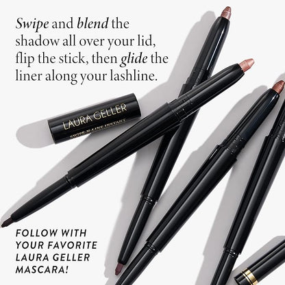LAURA GELLER NEW YORK Swipe-n-Line Dual-Ended Eyeshadow + Eyeliner - Smokey (Charcoal/Shimmery Gray) - Cream Eyeshadow & Smooth Glide Eyeliner - Waterproof & Crease-free Color