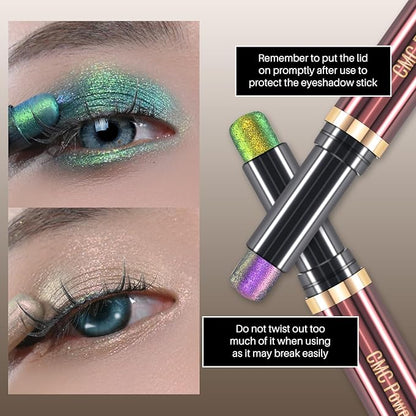 CHARMACY Duochrome Glitter Eyeshadow Stick, Chameleon Metallic Shimmer Smoky Eye Shadow, Long-Lasting Water-Resistant Formula, High Pigmented, Built-in Smudger #07