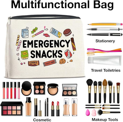 Snack Lover Gifts for Women, Foodie Gifts Makeup Bag, Emergency Snacks Zipper Makeup Pouch