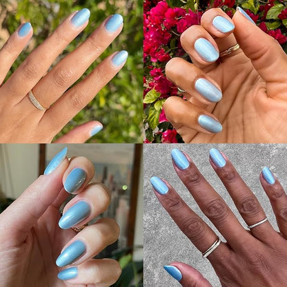 Olive & June Long Lasting Nail Polish | Gel-Like Finish No Lamp Needed | Lasts up to 10 days | Salon-Quality at Home | 15-Free Vegan Cruelty-Free Chip-Resistant Shine |Same Day Next Year Shimmery Blue