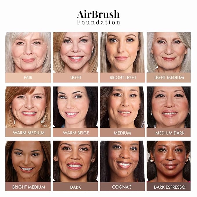 MagicMinerals AirBrush Foundation Set by Jerome Alexander - Complete 5pc Spray Makeup Set with Foundation, Primer, and Setting/Finishing Spray - for Smooth, Radiant Skin (Cognac)
