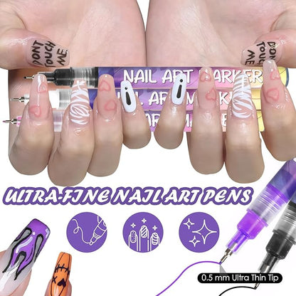 12 Color Nail Art Pens for Painting Nails, 2026 New Nail Art Markers for Gel Nails, DIY Nail Art Marker Drawing Painting Liner Pen for Home Salon Quickly Dry Nail Art (2 Pack)