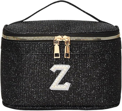 EURYNOME Makeup Bag with Custom Letter Z, Water-Resistant Travel Organizer Pouch, (8.3x5.1x5.1 Inch) Cosmetic Case for Women