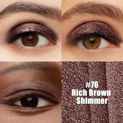 Dark Brown Shimmer Cream Eye Shadow Stick Makeup for Women, Brown Shimmer Eyeliner Pencil Eyeshadow Brightener Stick for Eyes, Waterproof Eyeshadow Applicator Blendable sombras para ojos 76#