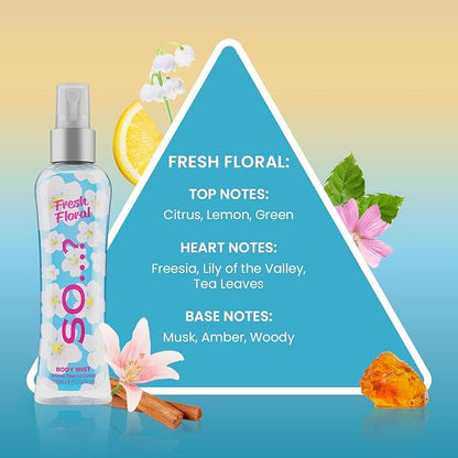 Fresh Floral Body Mist by So...? - Perfume for Women - Ideal Gifts - Body Spray for Women with Citrus, Green Notes and Freesia - 3.5 oz