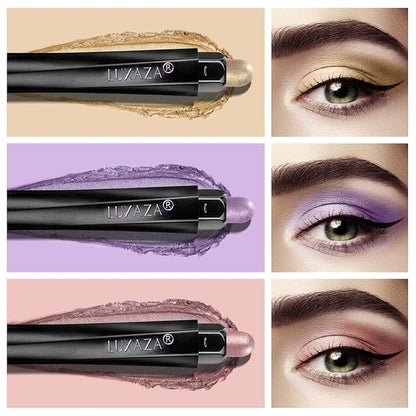 3PCS Cream Eyeshadow Sticks, Neutral Eye Shadow Makeup Pencil Set, Eye Brightener Highlighter, Waterproof & Long Lasting Shadow Stick And Eyeliner
