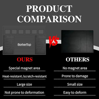Magnetic Mat 19x12.5 Inch 6 Slots Barber Tray Hairdressing Electric Clippers Storage Mat Salon Table Tools Nonslip Cushion Heat Resistant Pad for Clippers Scissors Combs for Barbershop Salon, Home