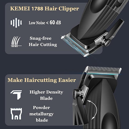 KEMEI 1788 Professional Hair Clippers for Men, Cordless Barber Clipper with LED Display, 9000 RPM Clippers for Hair Cutting with 2500 mAh Battery