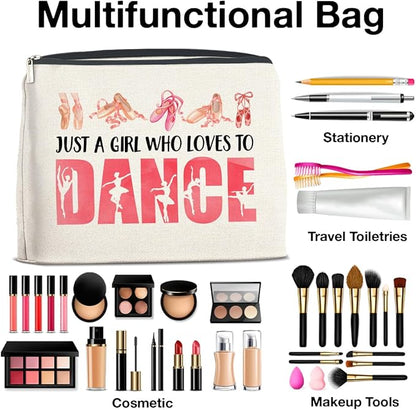 Dance Gifts Makeup Bag for Girls & Women Students & Dancers - Cosmetic Bag with Zipper for Dance Competition