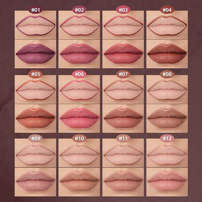 USHAS 3Pcs Lipstick and Lip Liner Combo Set 2 in 1 Makeup Kits Long Lasting and Waterproof Nude Matte Lipstick For Women (Set 2 (04+05+06), 3Pcs)