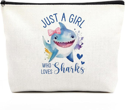 Shark Makeup Bag for Girls, Cute Shark Gift for Women, Gifts for Sharks Lovers, Small Shark Lover Travel Cosmetic Bag Zipper Pouch for Daughter granddaughter, Cool Shark Lovers Gifts for Birthday