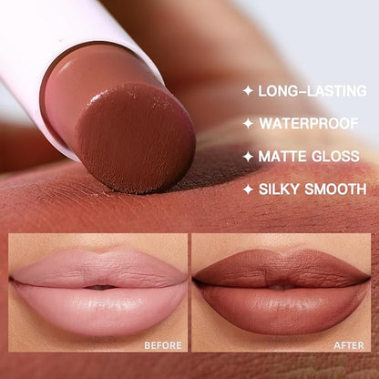 USHAS Lipstick and Lip Liner Combo Set 2 in 1 Waterproof Matte Lipstick pen for Women Lip liner Set Long Lasting with Makeup Set (Y18, Pack of 1)