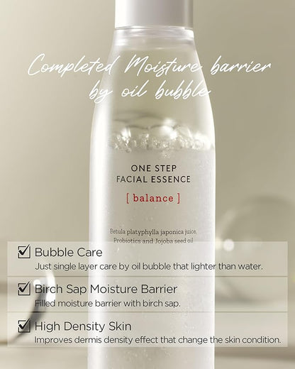 Onestep Facial Essence - Bi-Phase Hydrating Korean Toner with Birch Sap and Probiotics - Water and Oil Essence, 3.9 fl.oz.