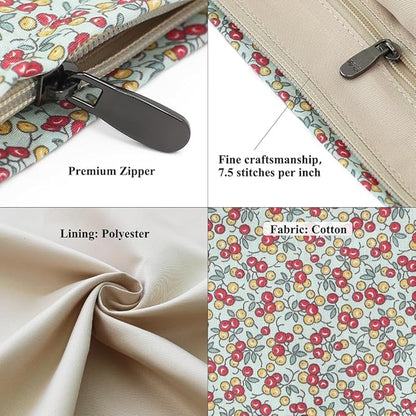 Large Capacity Cotton Printed Makeup Bag - Travel Cosmetic Pouch & Toiletry Organizer with Zipper, Perfect for Daily Use or as a Gift