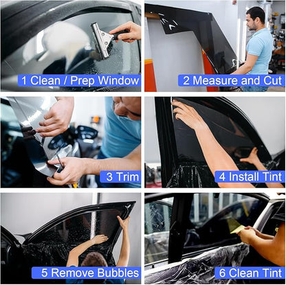 Auto Window Tint Film Roll - 15% VLT Privacy, UV Protection, Scratch & Heat Resistant - Blackout Shade for Car Windows - Nano Carbon Formula - Automotive Baby Protection - 24" x100' Roll