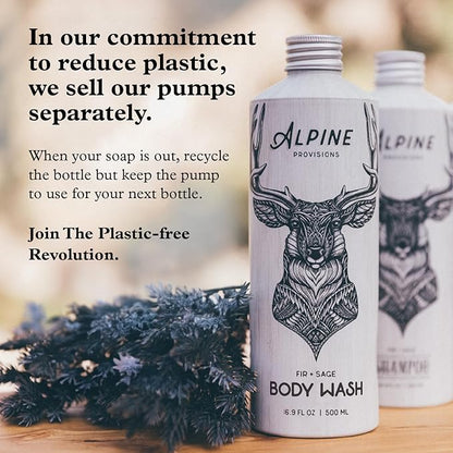 Alpine Provisions Natural Fir & Sage Moisturizing Body Wash – Refreshing with Essential Oils, Aloe Vera & Coconut Oil – Vegan, Sulfate-Free, Plastic-Free Aluminum Bottle – 16.9 FL Oz