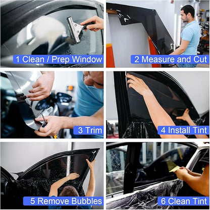 Auto Window Tint Film Roll - 5% VLT Privacy, UV Protection, Scratch & Heat Resistant - Blackout Shade for Car Windows - Nano Carbon Formula - Automotive Baby Protection - 24" x100' Roll
