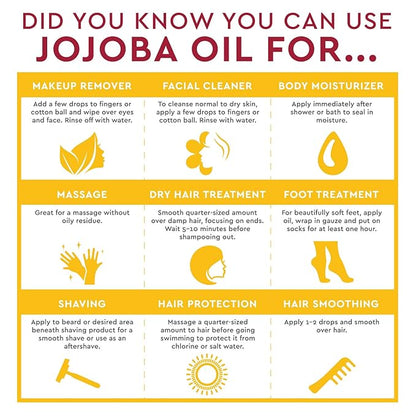 Desert Essence 100% Pure Jojoba Oil – 8 Fl Oz Moisturizer for Hair, Skin & Scalp | Makeup Remover & Aftershave Hydrator, Non-GMO, Vegan, Cold-Pressed, Anti-Flakiness & Non-Clogging Beauty Elixir