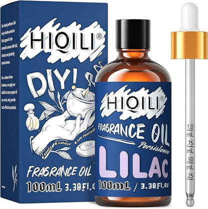 HIQILI Lilac Fragrance Oil for Candle, Soap, Perfume Making, Essential Oil Diffuser Use, Long-Lasting Floral & Soothing Scents - 3.38 Fl Oz