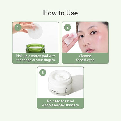 Meebak Cica Cleansing Water Pads | Korean Makeup Remover Wipes | Micellar Water Makeup Remover Wipes | Exfoliating Toner Pads for Glass Skin | Hydrating & Calming for Sensitive Skin - 80ct