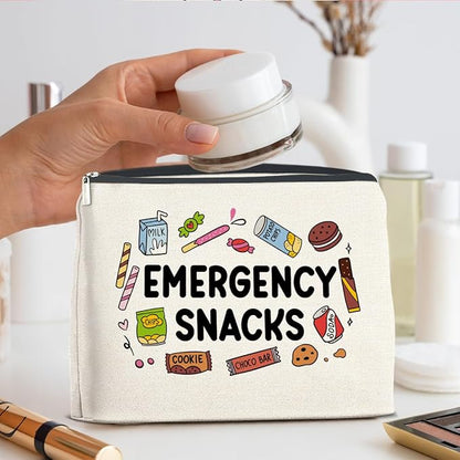 Snack Lover Gifts for Women, Foodie Gifts Makeup Bag, Emergency Snacks Zipper Makeup Pouch