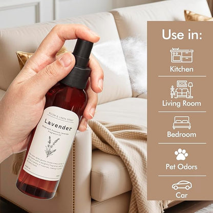Linen and Room Spray, Lavender Room Fragrance Spray, Air Freshener Spray, Air Fresheners for Home, Bathroom, Bedding, Each 4.06 fl oz (2 Pack)