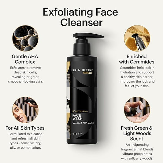 MANSCAPED® Skin Ultra™ Daily Regimen - Men's Skincare Routine Essentials with Face Wash, Face Moisturizer & Brightening Serum Formulated with A Ceramide Complex for Cleansing, Exfoliating & Hydration