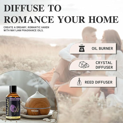 Violet Reverie Fragrance Oil Essential Oil, MAYJAM 3.38FL.OZ Violet Reverie Oil for Diffusers for Home, Long Lasting Scented Oils for Soap Candle Making - 100ML