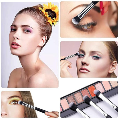 MSQ Eye Makeup Brushes 12pcs Eyeshadow Makeup Brushes Set with Soft Synthetic Hairs & Real Longer Wood Handle for Eyeshadow, Eyelash,Eyebrow, Eyeliner, Blending, Conclear(Black)