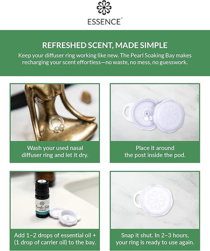 Essence Pearl Travel Case - Wearable Aromatherapy Kit with Nasal Diffuser Rings, Soaking Bay, and 5mL Essential Oil – Portable Wellness Gift Set for On?The?Go Self Care