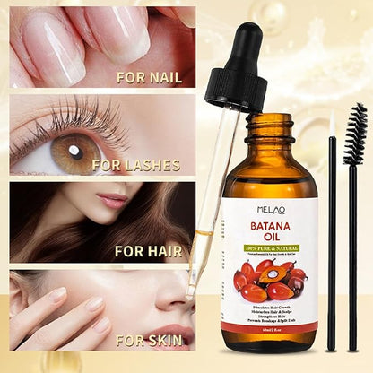 Cold-Pressed Batana Oil (60ml) - Hair Growth Serum, Scalp Treatment & Nourishing Oil for Dry, Damaged Hair - Natural, Organic, Chemical-Free (Coconut)
