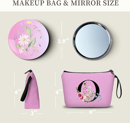 Happy Birthday Friendship Bridesmaid Team Gifts for Employees Women Mom Girl Daughter Teenage Personalized Make up Cosmetic Bag Travel with Mirror Mothers Day Christmas Graduation O