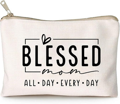 Blessed Mom Makeup Bag Mom Vibes Pouch Mom Life Cosmetic Bag Mom Mode Mother's Day Gift Girl Mama Birthday Gift Boy Mama Travel Bag Bible Verse Toiletry Bag