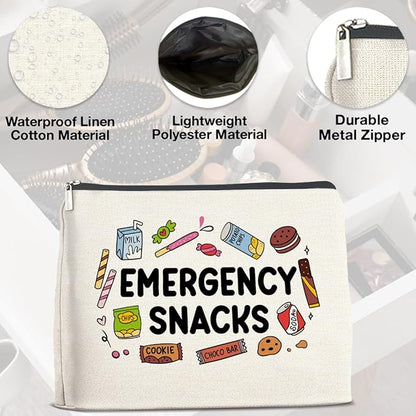 Snack Lover Gifts for Women, Foodie Gifts Makeup Bag, Emergency Snacks Zipper Makeup Pouch