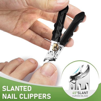 Toenail Clippers for Thick Toenails, Wide Jaw Opening Nail Clippers for Men, Heavy Duty Ingrown Toenail Clippers Nail Cutters, Ultra Sharp Slanted Nail Clippers with Long Handle