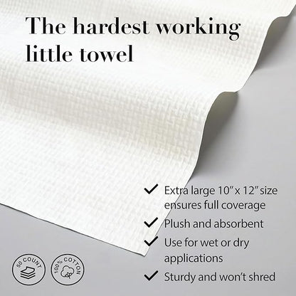 Cotton Towels | Disposable Face and Makeup Wipes | Natural, Biodegradable | Plant Based Facial Towelettes | Ideal for Sensitive Acne Prone Skin, Travel, Baby Care, 50 Ct, 1 Pk