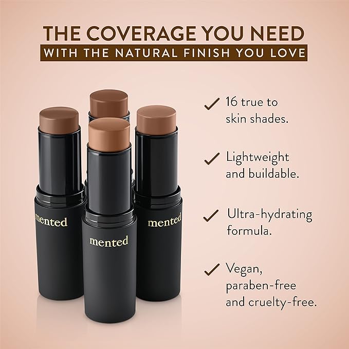 Mented Cosmetics Stick Foundation Make Up, Concealer & Contour Stick for Dark Skin, Cream Foundation for Black Women Makeup, Vegan and Cruelty Free, D40