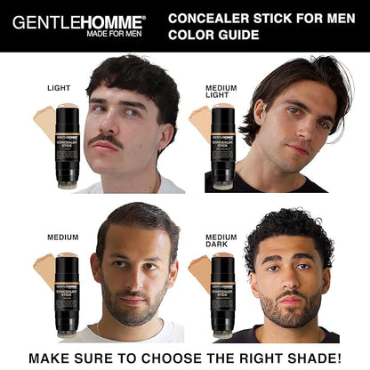Gentlehomme - Concealer Stick - Men’s 2-in-1 Concealer & Brush - For Blemishes, Dark Circles, Scars, Acne & Uneven Skin Tones - Natural Finish - All Skin Types - Vegan - Dark - 1 Stick