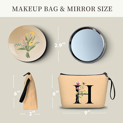 Birthday Inspirational Bridesmaid Proposal Team Small Gifts for Women Mom Aunt Teacher Sister Coworkers Makeup Cosmetic Bag Travel with Mirror Mothers Day Christmas Graduation H