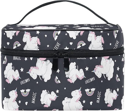Makeup Bag, Cute Unicorn Rainbow Travel Makeup Organizer Bag Cosmetic Cases Toiletry Bags for Girl Women Ladies