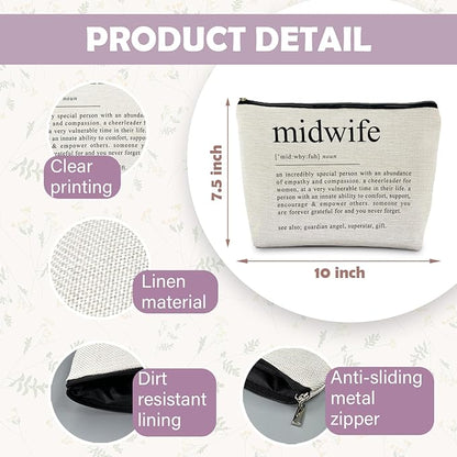 Midwife Doula Gifts, Midwife Definition Makeup Bag Gifts for OBGNY Doctors Nurses, Pediatrician Obstetrician, Gynecologist Midwife Appreciation Gifts for Women, Midwife Cosmetic Bag Pouch