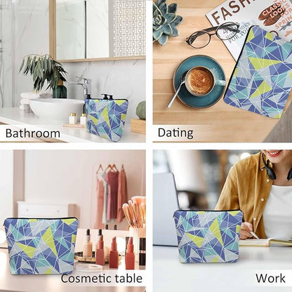 Woman Makeup Bag Triangle, Geometric Stripe Triangle Makeup Bags Travel Cosmetic Bags Toiletry Makeup Organizer Pencil Pouch Make Up Cosmetic Bag For Owners Lady Birthday Gifts