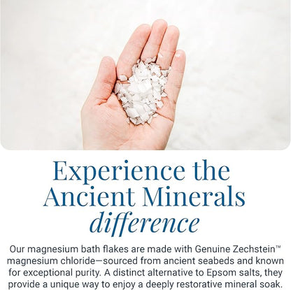 Ancient Minerals Magnesium Bath Flakes - Bathing Alternative to Epsom Salt - Soak in Natural Salts - High-Absorption Efficiency for Relaxation, Wellness & Muscle Relief (4 .4 lb)
